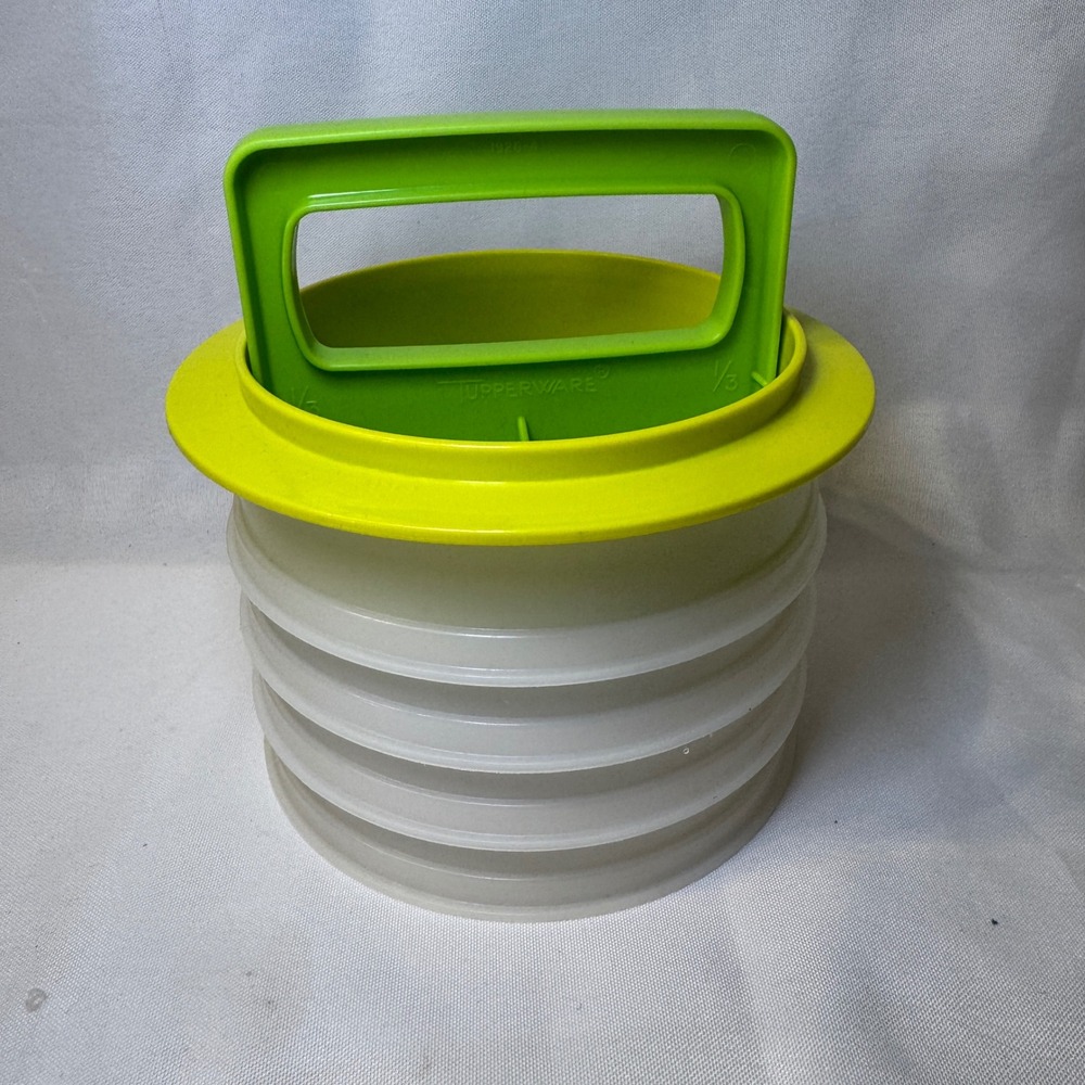Tupperware Hamburger Press and Keepers Set Lime Green 1926-4 Vintage Patty Maker